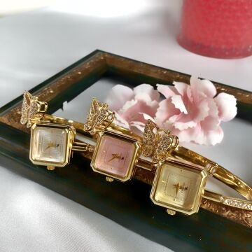 Vintage Kelebek Detaylı Saat