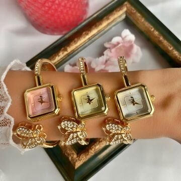 Vintage Kelebek Detaylı Saat