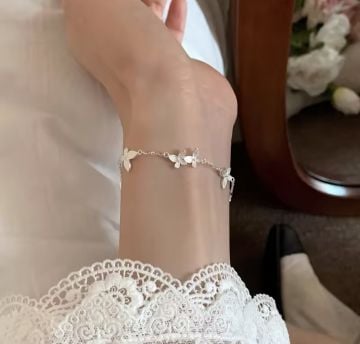 Vintage Kelebek Gümüş Bileklik