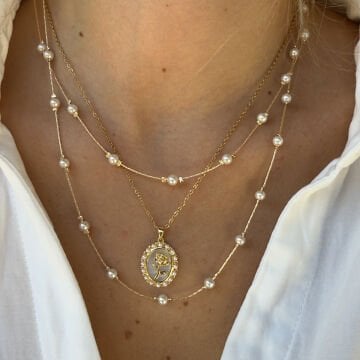 Zarif İnci Tasarım Gold Kolye