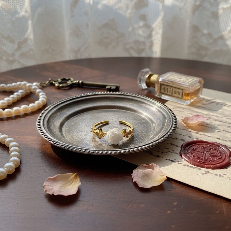 Gül Tasarım Kelebek Detay Vintage Yüzük