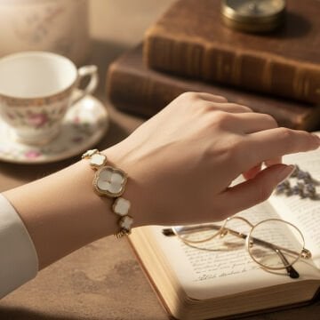 Yonca Model Taşlı Tasarım Saat