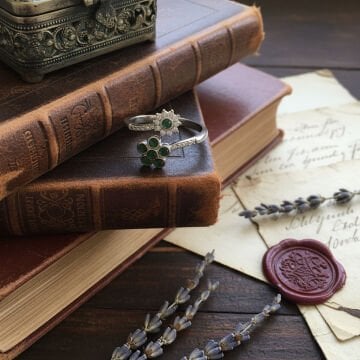 Vintage Yeşim Taşlı Çiçek Yüzük