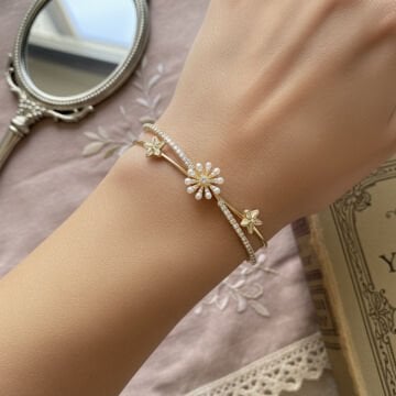 Yıldız Detaylı İncili Halka Bileklik