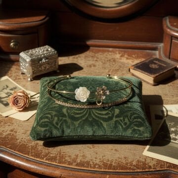 Beyaz Gül ve Çiçek Motifli Halka Bileklik