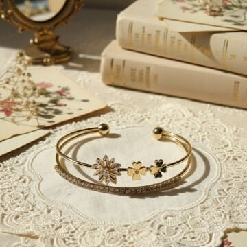 Yonca Detaylı Zirkon Taşlı Halka Bileklik