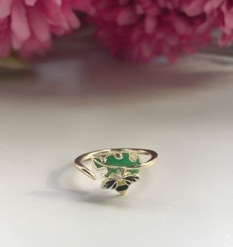 Arı Figürlü Yaprak Tasarım Yüzük