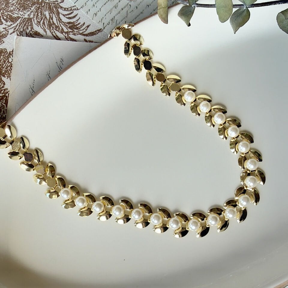 İnci Tasarım Yaprak Model Vintage Kolye