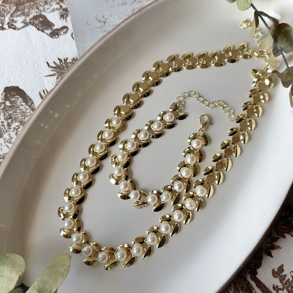 İnci Tasarım Yaprak Model Vintage Bileklik