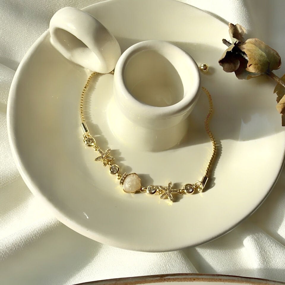 Deniz Kabuğu Tasarım Gold Bileklik