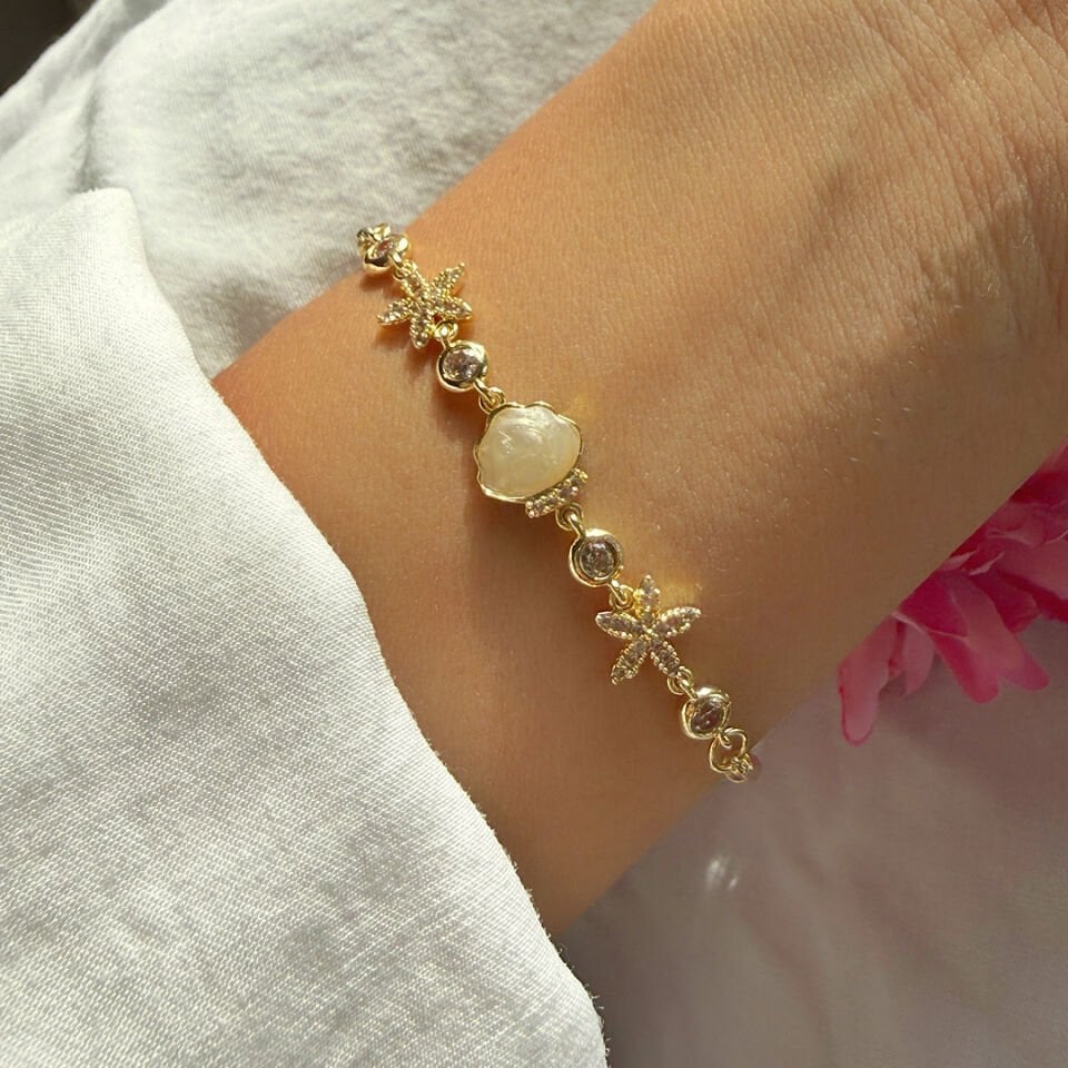 Deniz Kabuğu Tasarım Gold Bileklik