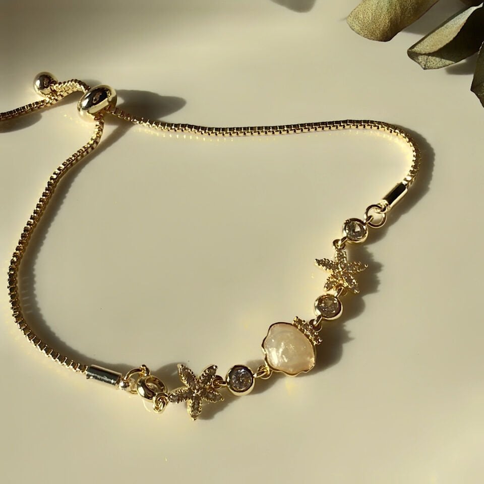 Deniz Kabuğu Tasarım Gold Bileklik