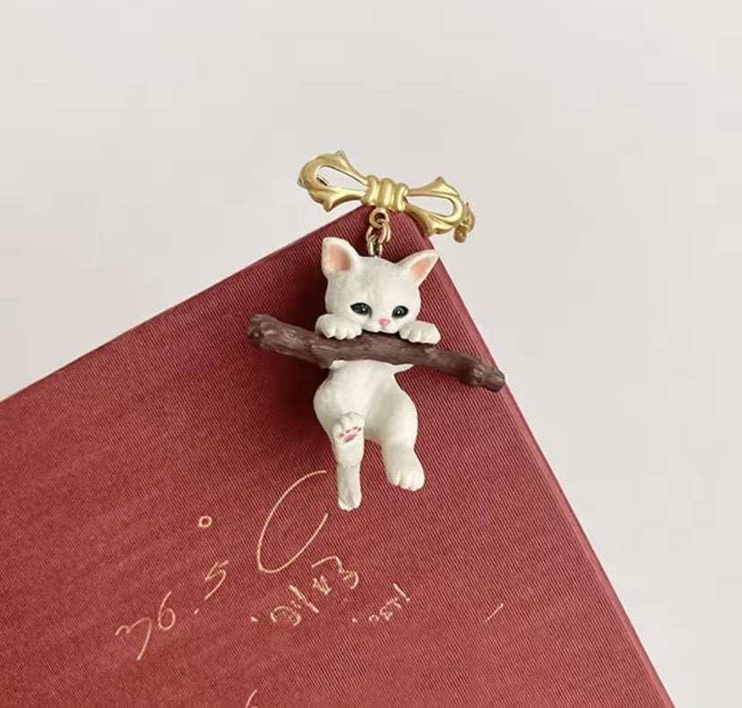 Sevimli Kedi Tasarım Vintage Broş