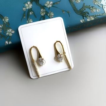 Taşlı Gold Design Küpe