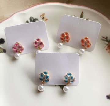 İnci Detaylı Renkli Vintage Küpeler