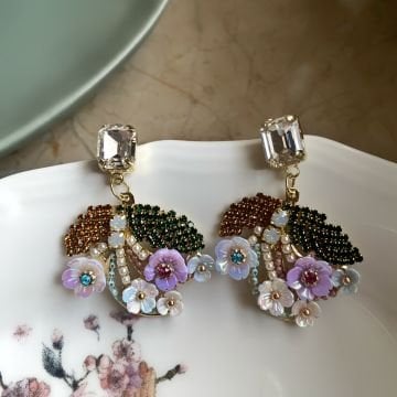 Vintage Tasarım Çiçek Küpe