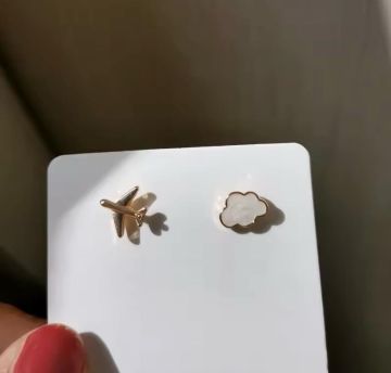 Uçak ve Bulut Retro Küpe