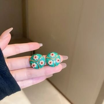 Vintage Yeşil Sanat Küpe