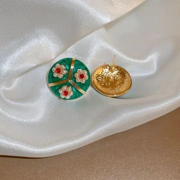 Vintage Yeşil Sanat Küpe