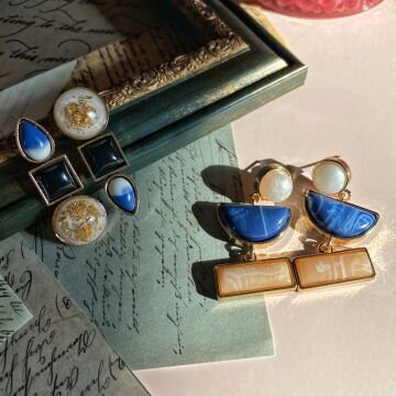 Lacivert Renk Tasarım Küpeler 2