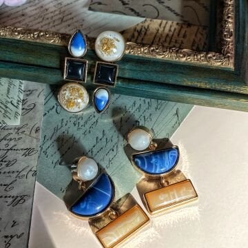 Lacivert Renk Tasarım Küpeler