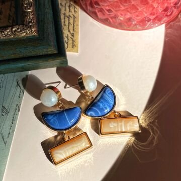 Lacivert Renk Tasarım Küpeler 2