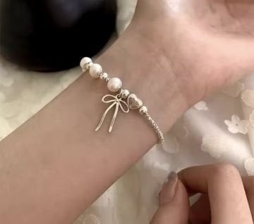 İnci ve Fiyonk Gümüş Bileklik