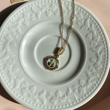 Lale Motifli Vintage Çelik Kolye