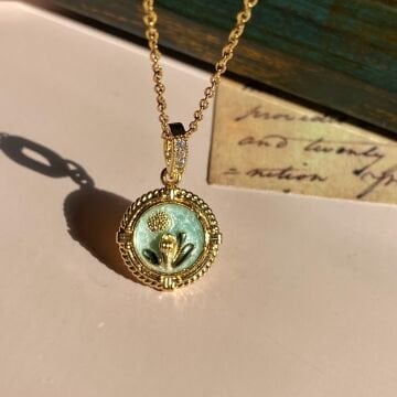 Lale Motifli Vintage Çelik Kolye