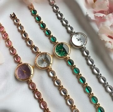 Vintage Opal Taş Tasarım Saat