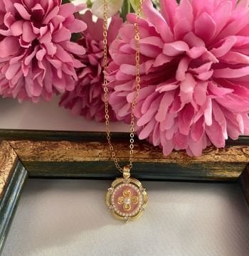 Vintage Pembe Çelik Kolye