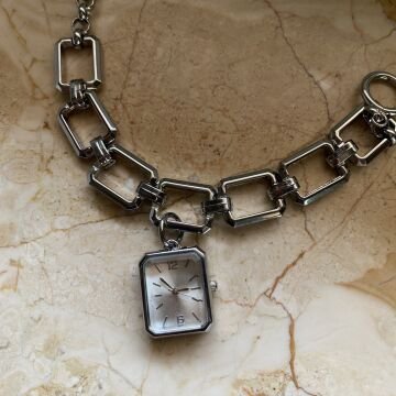 Bileklik Model Zincir Kordon Tasarım Saat Silver
