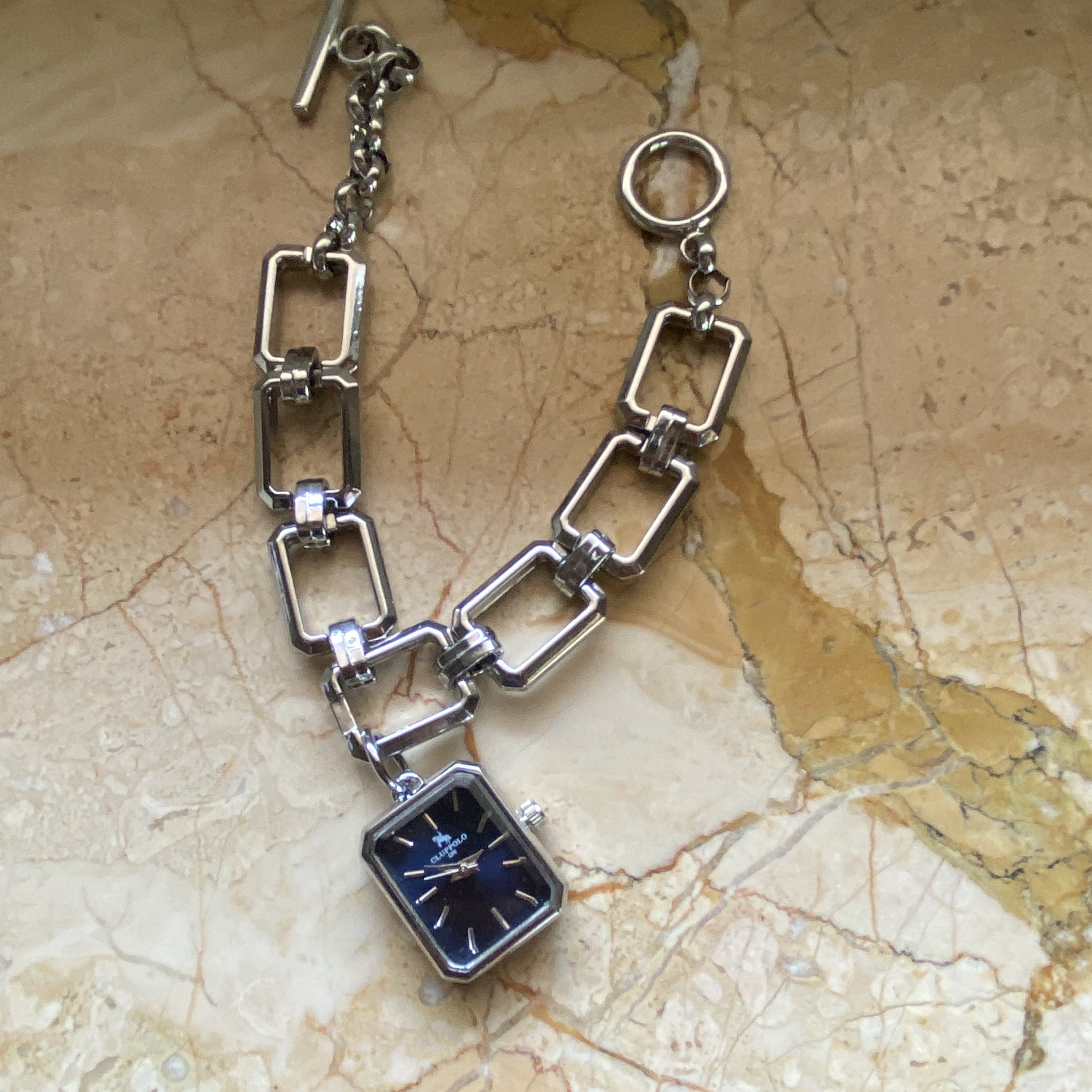 Bileklik Model Zincir Kordon Tasarım Saat silver lacivert