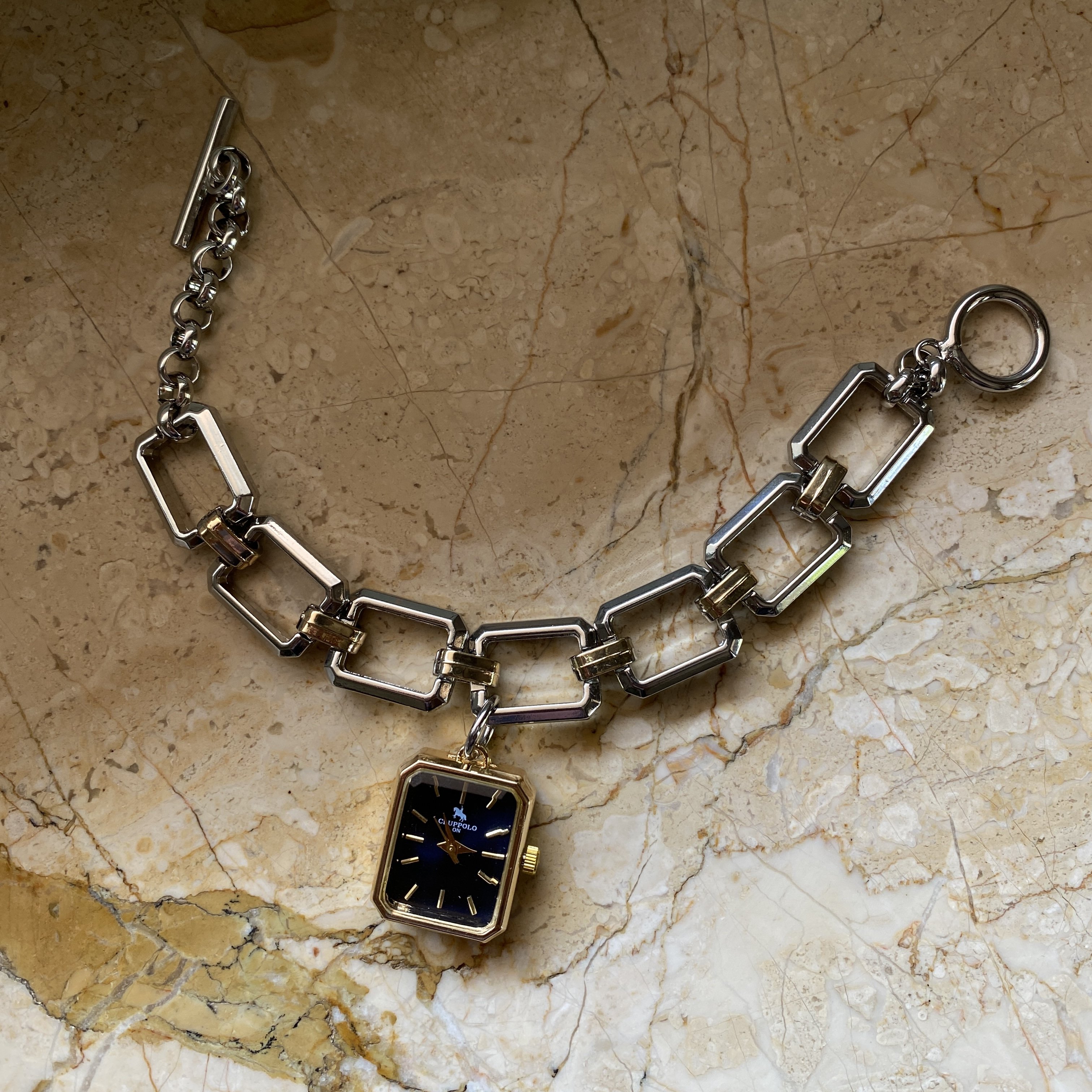 Bileklik Model Zincir Kordon Tasarım Saat silver gold lacivert