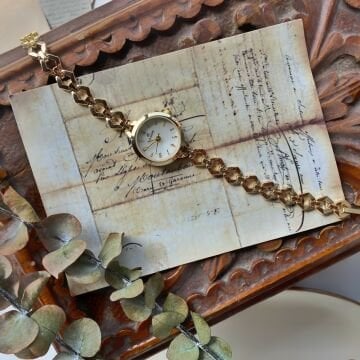 Tasarım Kordon Yuvarlak Kasa Vintage Gold Saat