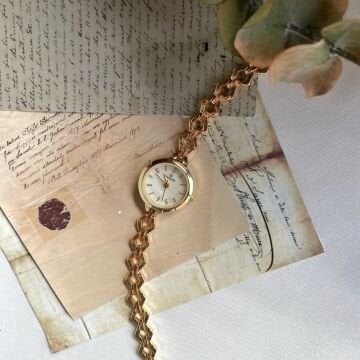 Tasarım Kordon Yuvarlak Kasa Vintage Gold Saat