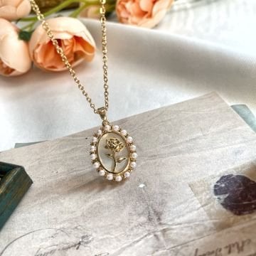 Vintage Rose Çelik Kolye