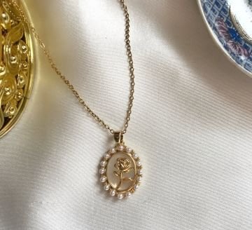 Vintage Rose Çelik Kolye