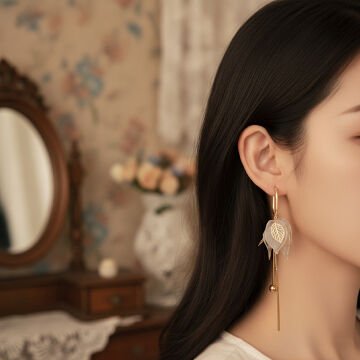 Gold Yaprak Tasarım Küpe