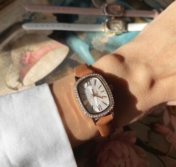 Taş Çerçeve Tasarım Vintage Deri Kordon Saat
