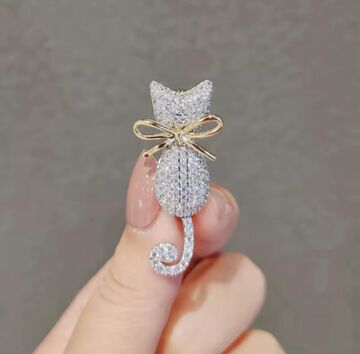 Taşlı Kedi Broş