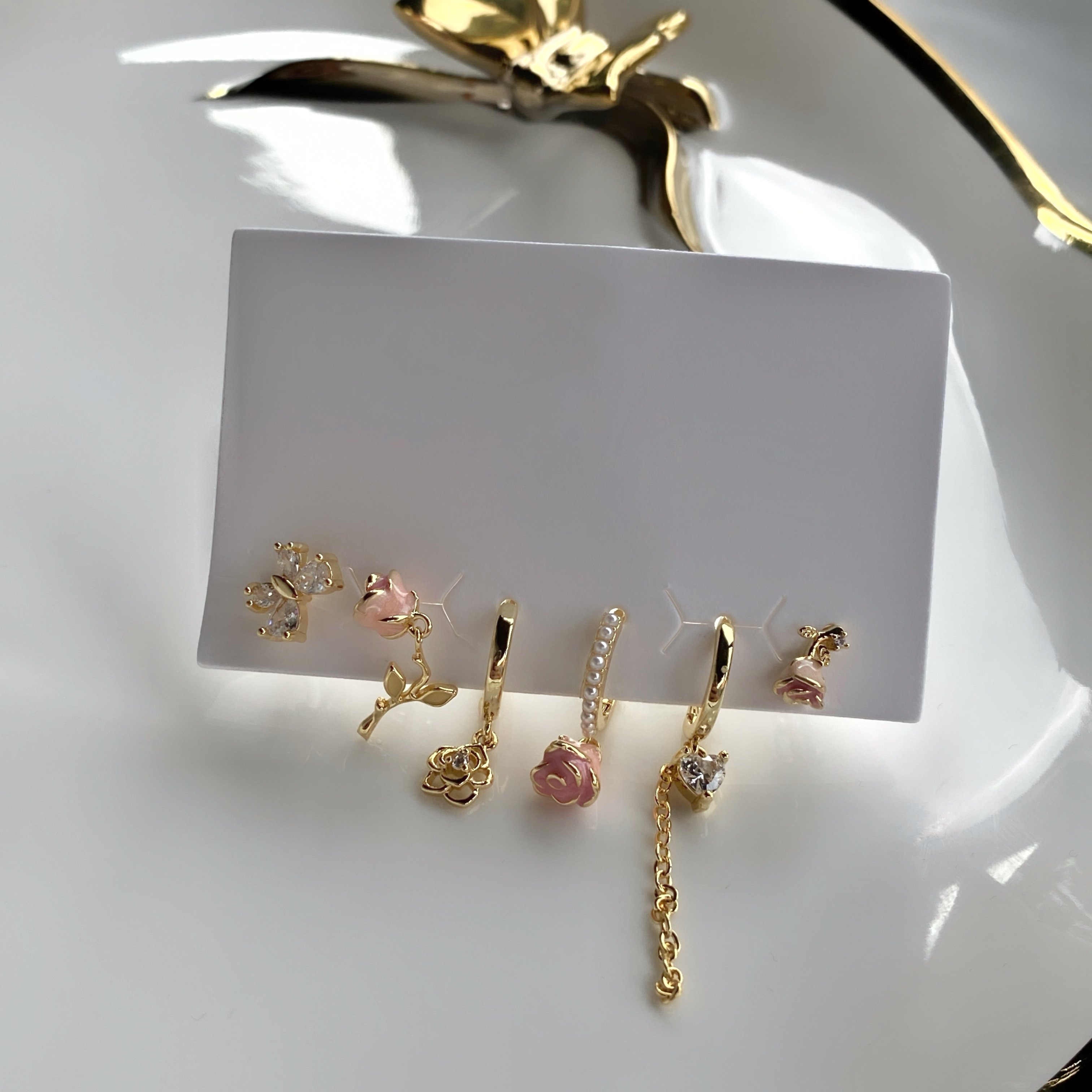 Vintage Rose 6'lı Küpe Set