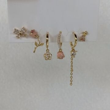 Vintage Rose 6'lı Küpe Set