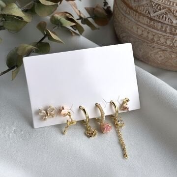 Vintage Rose 6'lı Küpe Set