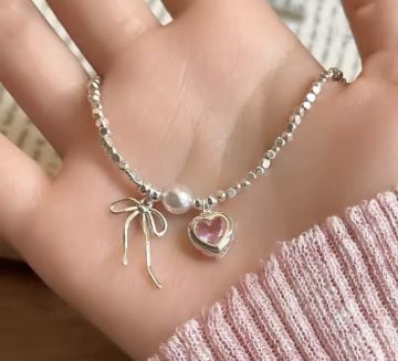 Sweet Heart Fiyonk Gümüş Kolye