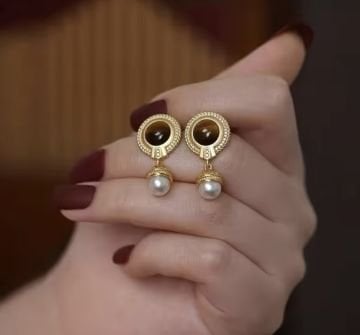 Vintage Stone and Pearl Küpe