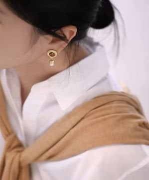 Vintage Stone and Pearl Küpe