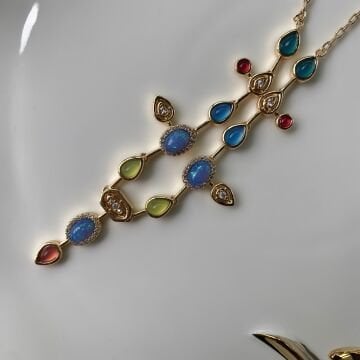 Delphine Vintage Renkli Taşlı Kolye