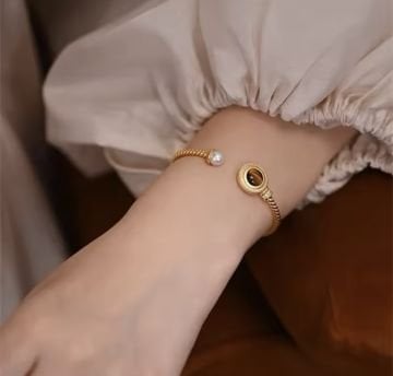 Vintage Stone and Pearl Halka Bileklik