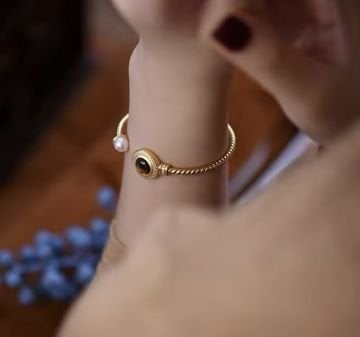 Vintage Stone and Pearl Halka Bileklik